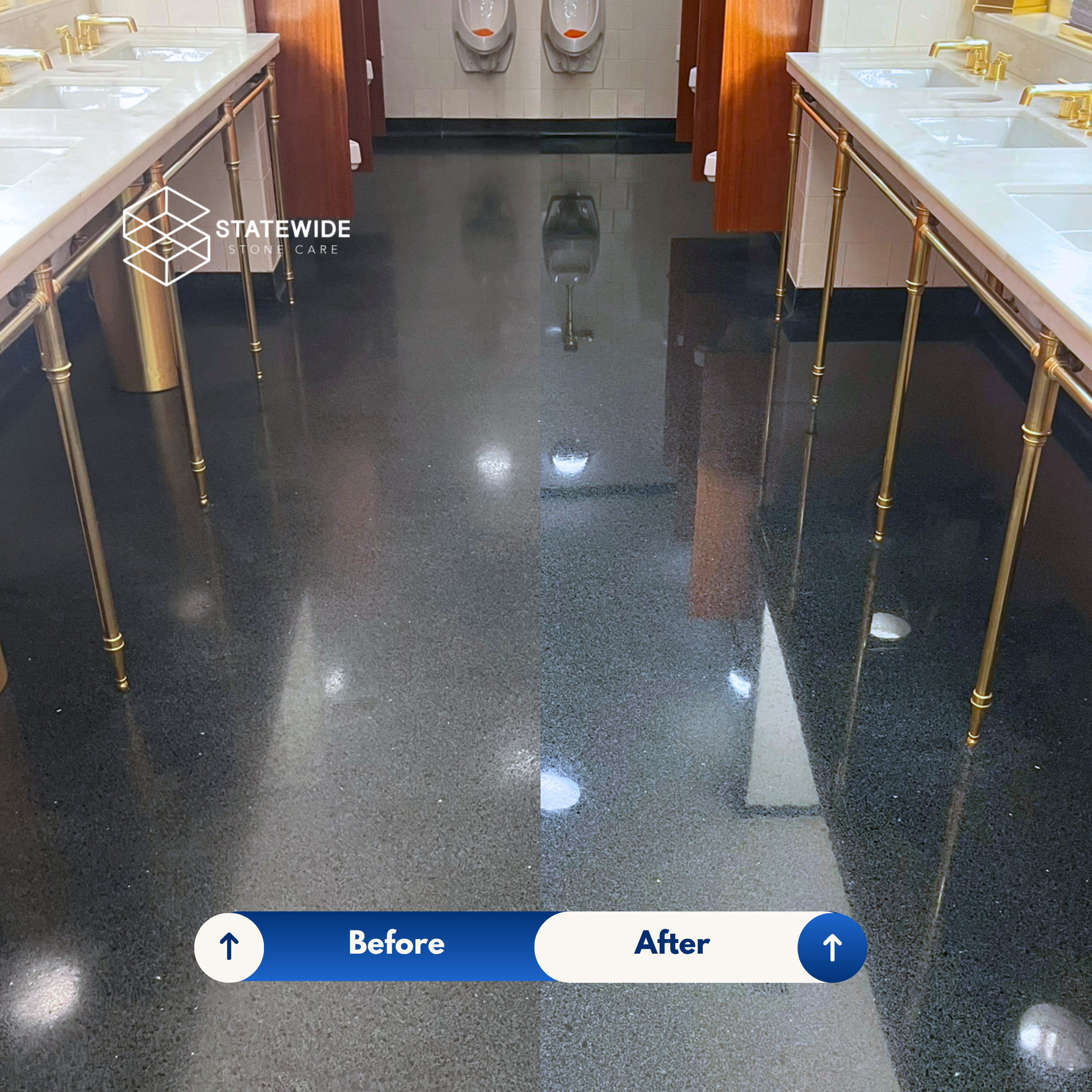 Commercial Restroom Polished Floor Before and After