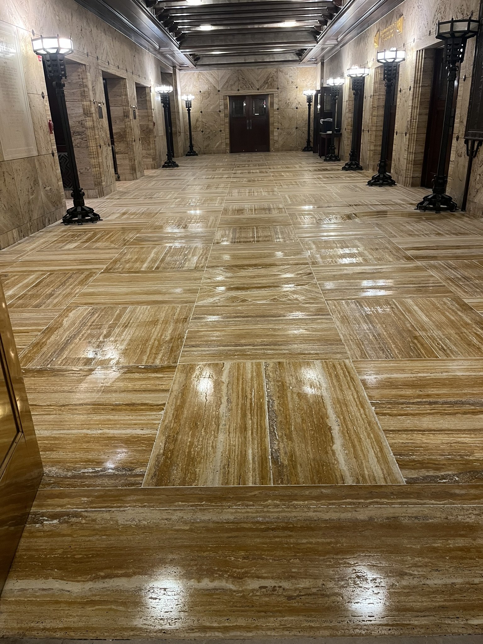 Restored historic stone floor Temple Emanu-El New York